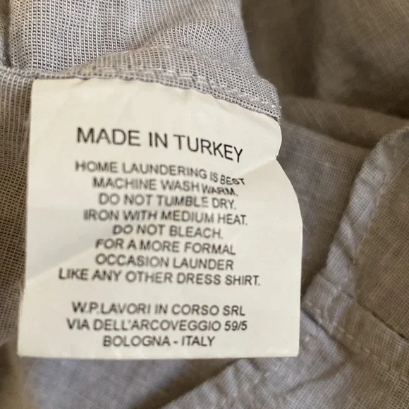 BD Baggies linen blend Italian luxury brand light grey button down blouse - Picture 14 of 14